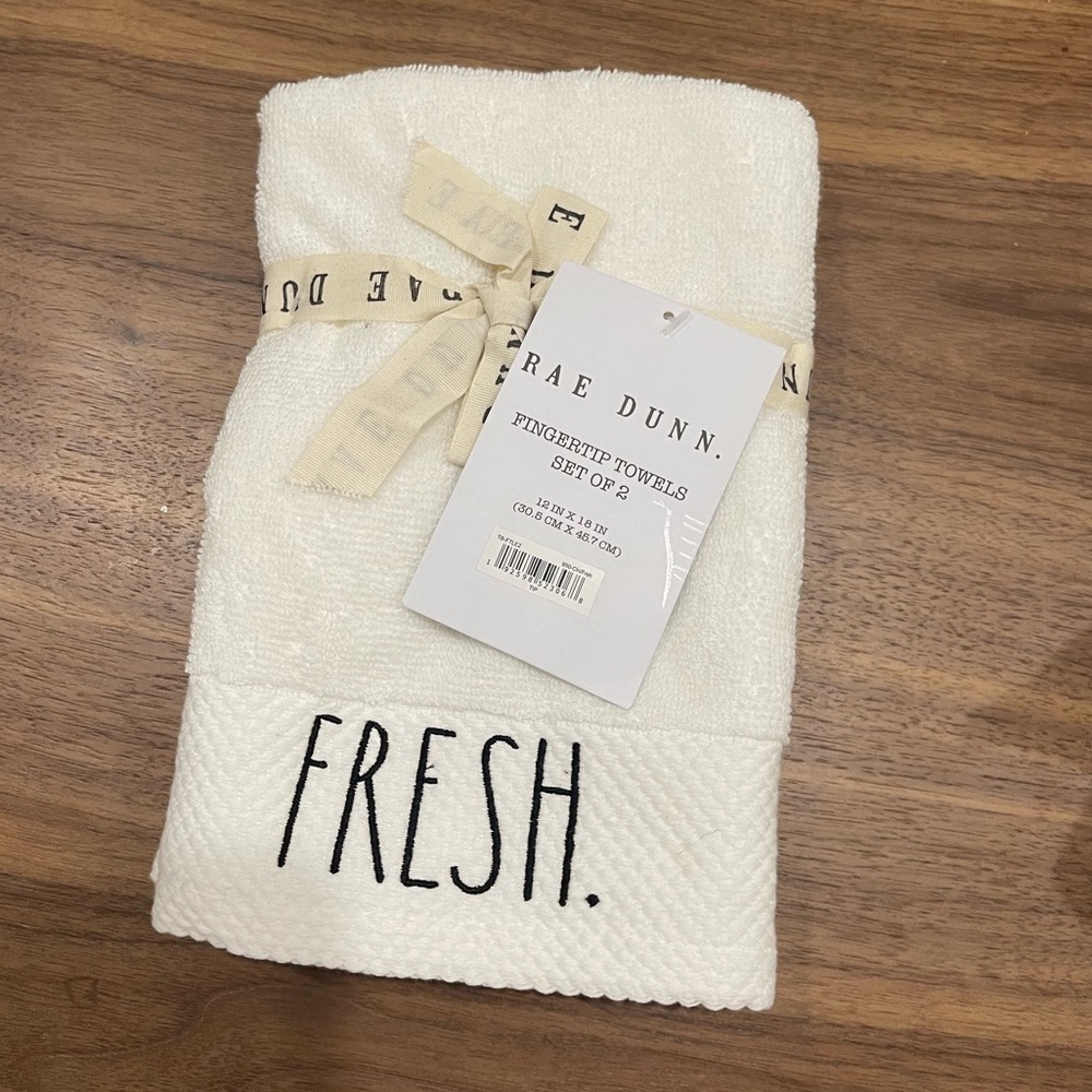 New with tags Rae Dunn fingertip towels set of 2 clean fresh